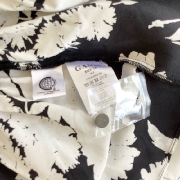 Ganni Black/White Silk Floral Print Long Sleeves Dress 2/34 - Picture 8 of 10
